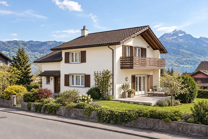 Visualized example: the same house with a refreshed facade, terrace and garden